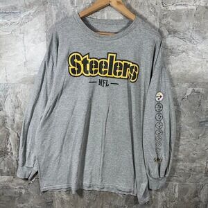 Vintage NFL Pittsburgh Steelers grey long sleeve shirt with sleeve hit Size XXL